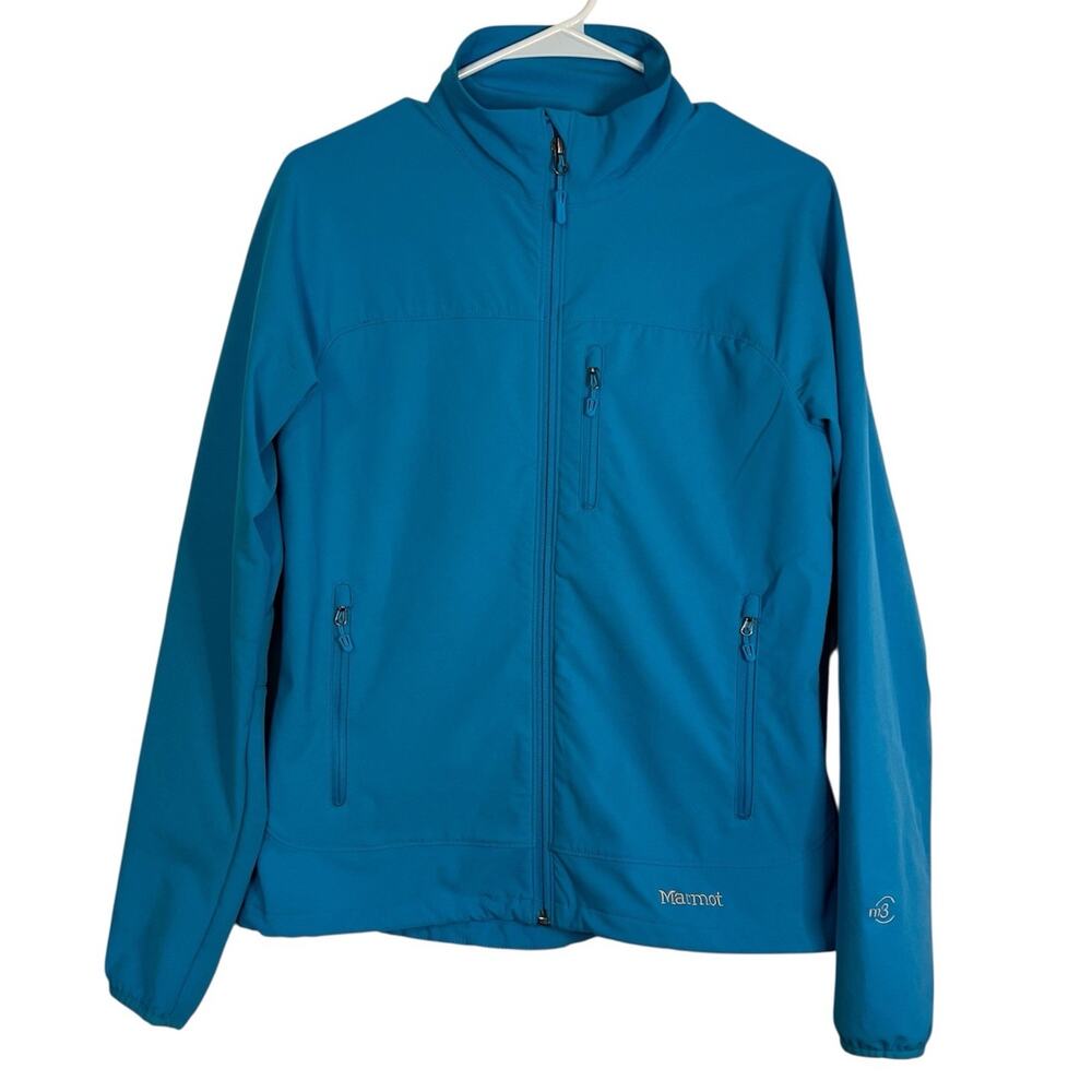 Marmot M3 Softshell Women’s Tempo Light Blue Jacket Sz M Water Repel Breathable